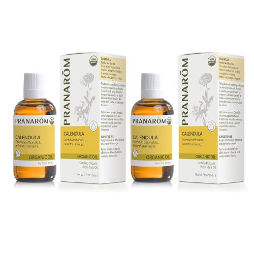 Pranarom - 2 Pack - USDA Certified Organic French Calendula Virgin Plant Oil - 2 fl oz Glass Bottles - Gentle Soothing Oil for Sensitive Skin, Moisturizer