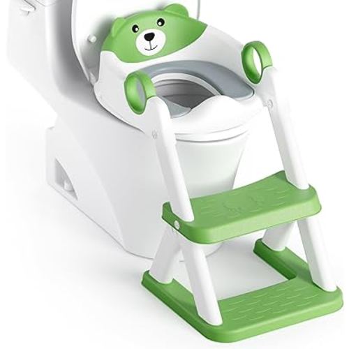 Potty Training Seat, Upgrade Toddler Toilet Seat for Kids Boys Girls, 2 in 1 Potty Training Toilet for Kids, Splash Guard Anti-Slip Pad Step Stool（Upgraded Cushion）