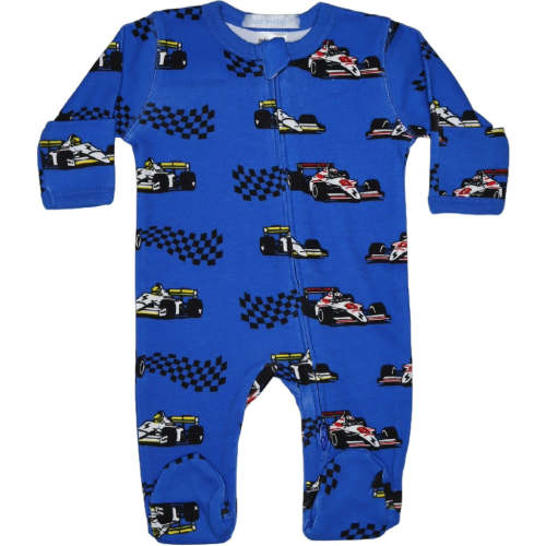 Baby Two-Way Zipper Footie - Race Cars