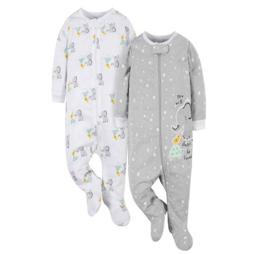 Gerber Baby Neutral Sleep N Play Footed Pajamas, 2-Pack, Sizes Preemie - 6/9 Months