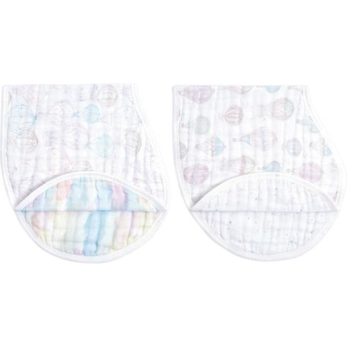 aden + anais 2-Pack Organic Cotton Burpy Bibs, Above The Clouds Pink