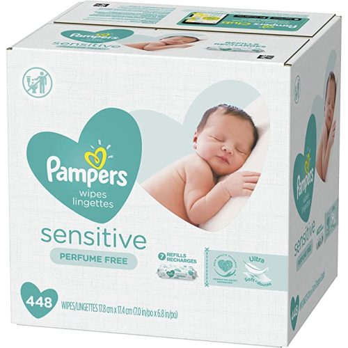 Pampers Baby Wipes Sensitive Perfume Free 7X Refill Packs (Tub Not Included) Multi unscented 448 Count - 1