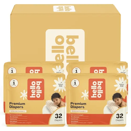 Hello Bello Diapers, Size 1 (8-12 lbs) Superstars - 128 Count Value Pack of Premium Disposable Baby Diapers, Hypoallergenic with Soft, Cloth-Like Feel