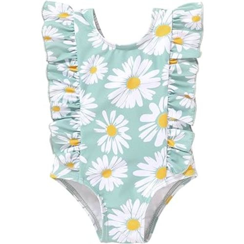 Newborn Baby Girl Ruffle Swimsuit Infant Toddler One Piece Floral Bikini Beach Bathing Swimwear Set