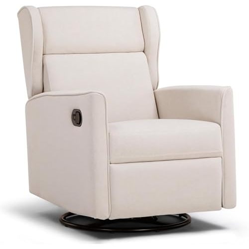 COMHOMA Rocking Recliner Chair,Swivel Glider Reclining Single Sofa Manual Rocker Recliners,Nursery Rocking Chairs with Upholstered Seating for Living Room Office(Beige)