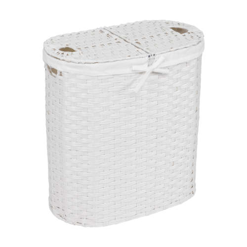 Handwoven Lidded Oval Double Laundry Hamper – Seville Classics