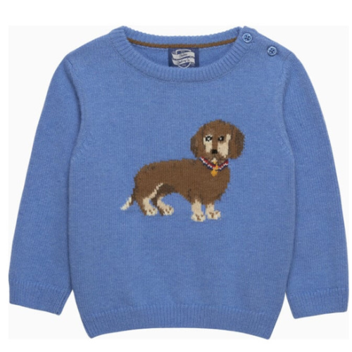 Little Dachshund Dog Sweater, Sky Blue - Trotters London | Maisonette