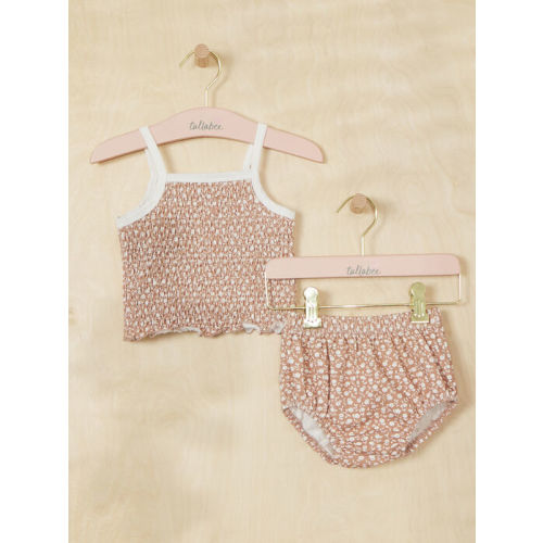 Eileen Floral Smocked Tank and Bloomer Set in Pink | Tullabee