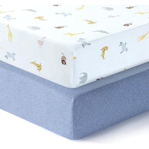 Dreamology Cotton Jersey Crib Sheets Fitted,Boys,Girls,Soft,2 Pack,100% Cotton Crib Sheet,Standard Crib Sheets,Baby Mattress Sheets for Standard Crib and Toddler Bed Sheets,52x28 Crib Mattress Sheets