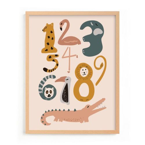 Safari Friends Numerals Framed Wall Art by Minted for West Elm Kids