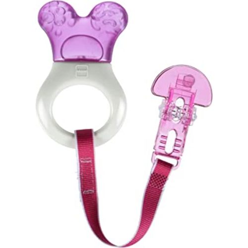MAM Baby Toys, Teething Toys, Mini Cooler Teether with Clip, Girl, 2+ Months, 1-Count (7172-012-0-1)