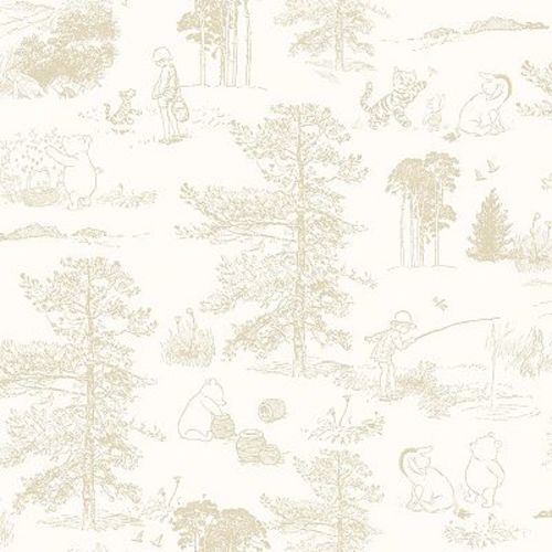 Disney's Winnie The Pooh RoomMates Beige Toile Peel and Stick Wallpaper