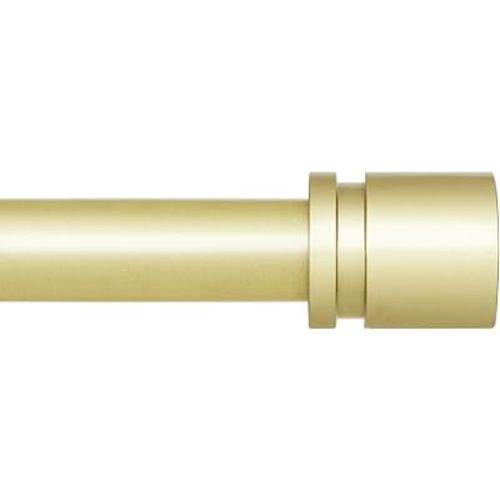 Curtain Rods for Windows 16 to 88 Inches Adjustable Length 1 Inch Diameter Window Curtain Rod with Aluminium Finials, Warm Gold…