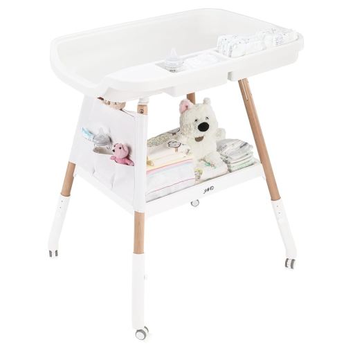 JMMD Baby Changing Table, Changing Station for Nursery, Adjustable Height Diaper Station with Waterproof Changing Pad and Storage for Baby 0-5 Months, White Storage