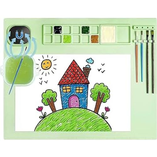 Silicone Painting Mat, Silicone Art Mat with Cup - Green