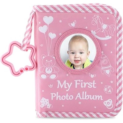 Baby's My First Family Album Soft Photo Cloth Book Pink Girl My First Book of Photos Pink Baby Memory Album Gift Holds 4x6 Pictures for Babies Newborn Toddler & Kids Baby Shower