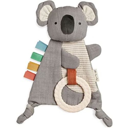 Itzy Ritzy - Bitzy Crinkle Sensory Toy with Teether; Features Ribbons, Crinkle Sound & Soft, Braided Teething Ring; Koala