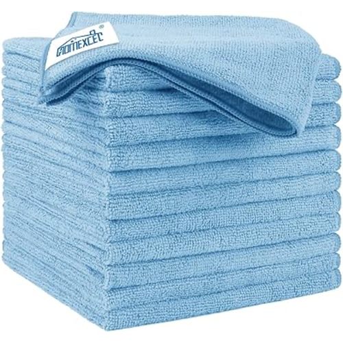 HOMEXCEL Blue Microfiber Cleaning Cloth 12 Pack, 12.5 x 12.5 inch Microfiber Towels for Cars, Ultra Absorbent Car Washing Cloth, Lint Free Streak Free Cleaning Rags for Car, Kitchen, and Window