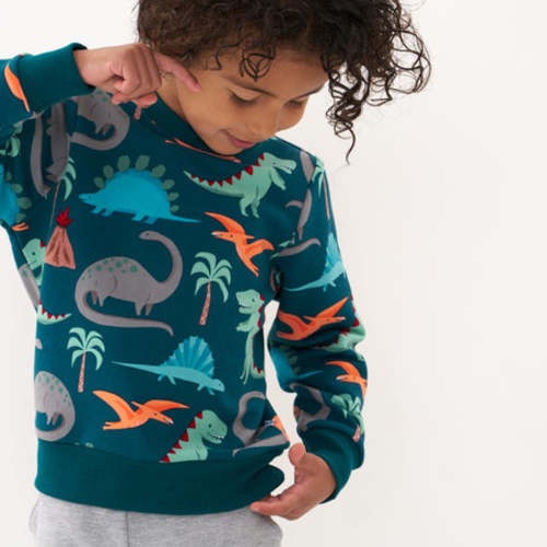 Teal Prehistoric Pals Crewneck Sweatshirt