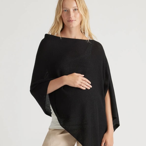 Lightweight Cotton Cashmere Nursing Shawl in Black