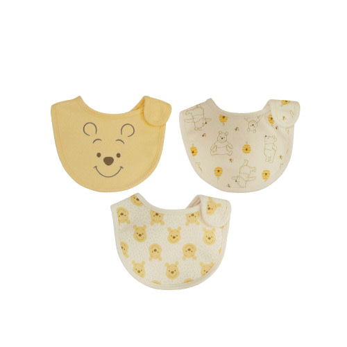 Disney Winnie the Pooh 3 Pack Newborn Side Closure Bibs