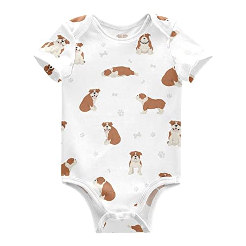 vvfelixl Baby Girls' Bodysuits Black Pug White Short Sleeve Cotton Baby Clothes For Girls 0-24 Months