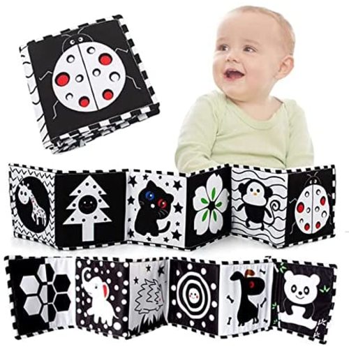 Angusiasm Black and White High Contrast Soft Book for Early Learning - Infant Toddles Boys Girls Baby Gifts