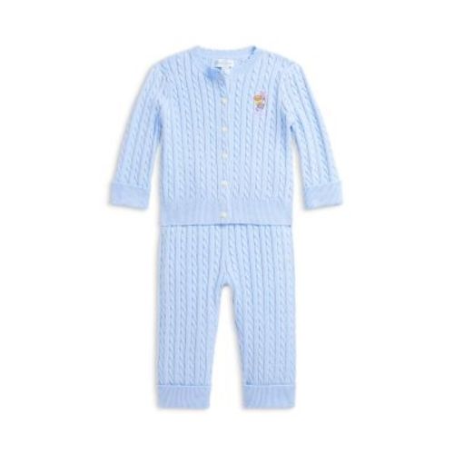 Girls' Polo Bear Cotton Cardigan & Pant Set - Baby