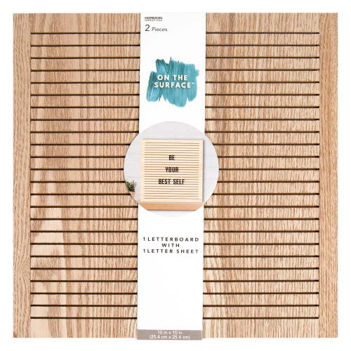 On the Surface Letter Board with Peg Letters, Wooden Letter Board & Black Letter Sheet, 10” x 10”