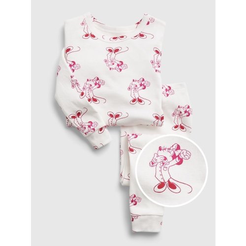babyGap | Disney Minnie Mouse 100% Organic Cotton Print PJ Set in ivory frost beige, size: 12-18 M