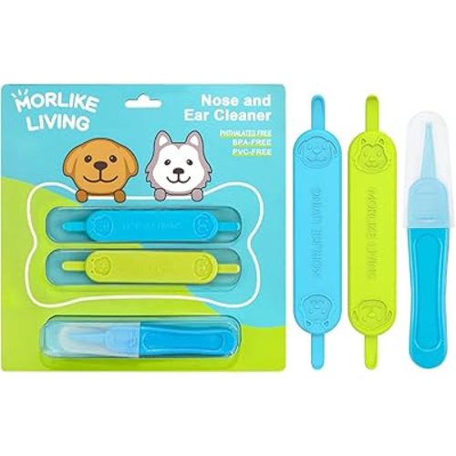 MORLIKE LIVING Baby Nose and Ear Cleaner Tool, Soft Flexible Rubber Nasal Booger Picker for Newborns and Infants, Dual Ear Wax and Snot Remover, Essential Baby Care Products