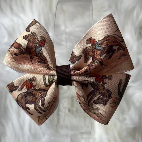 Cowboy Hair Bow, horse hair clip, cowgirl hair barrette, country hair accessories, Wild West bow, hair bows for girls, rodeo hair accessory