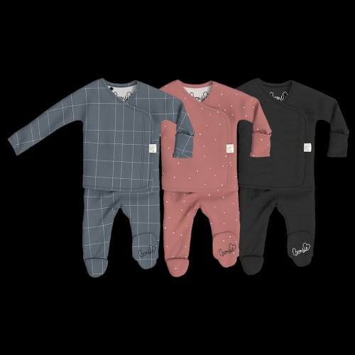 Baby Bundle Footie - Crisscross, Dottie + Ink Triple Pack – Bonsie Skin to Skin Babywear