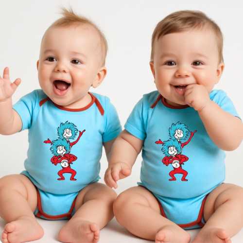 Dr. Suess Thing 1 Thing 2 Twin Onesies Set for Twin Boys - 9 Months (Set of 2)