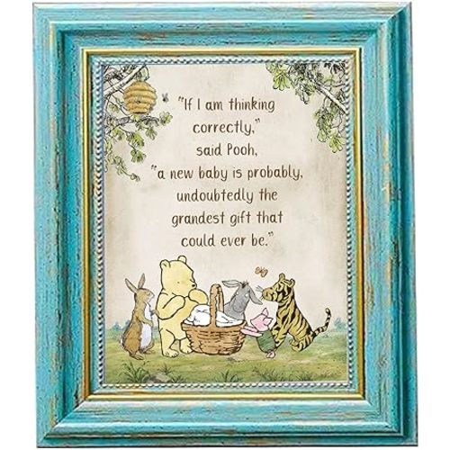 8 x 10 Inch Winnie Baby Shower Centerpiece Classic Pooh Quotes Table Sign Decor Cute Adding For Mommy-To-Be Party Kids 1 St Birthday Favors