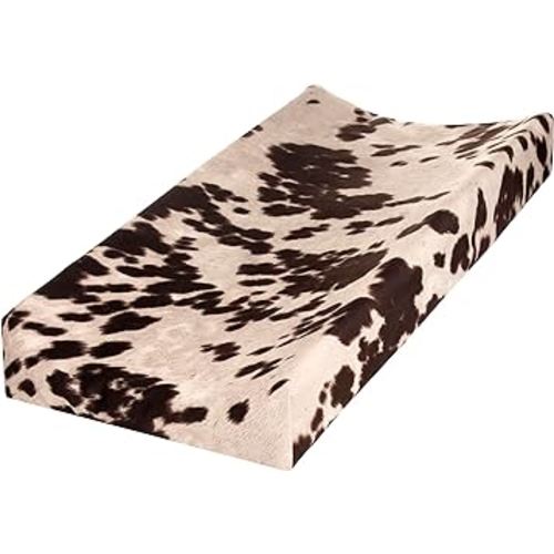 Western Cowboy Changing Pad Cover Super Soft Brown Cowhide