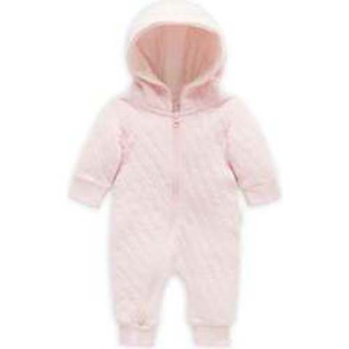 Baby Clothing - Newborn & Baby Outfits | Maisonette Quilted Coverall Soft Pink Melange - Purebaby Rompers | Maisonette