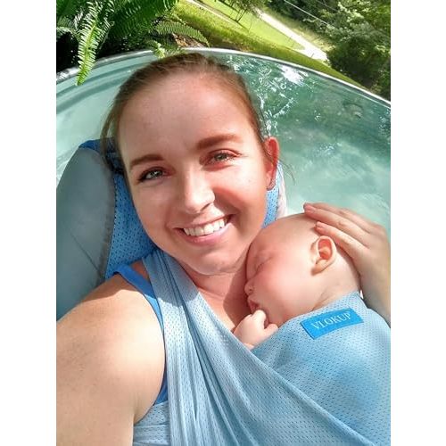 Vlokup Water Baby Sling Carrier for Newborn, Infant, Toddler - Breathable Lightweight Stretch Mesh Water Wrap, Nice for Summer, Pool, Beach, Swimming - Lakeblue