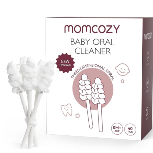 Momcozy Baby Tongue Cleaner Gauze, Baby Toothbrush Disposable Oral Cleaner, Toddler Tooth Brush for Tooth Mouth Gum Clean, Infant Toothbrush Oral Cleaning Stick, Baby Oral Cleaner Newborn, 40 Count