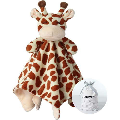 CREVENT Plush Giraffe Face Security Blanket for Boys and Girls, Perfect for Baby Shower and Birthday Gifts