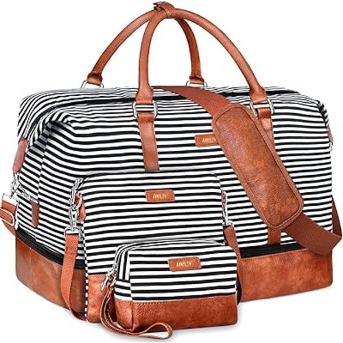 IBFUN Weekender Bags for Women, 21" Weekender Travel Bag, Travel Duffle Bag with Shoe Compartment Carry on Overnight Duffel Bag for Weekend Travel Business Trip, 3PCS