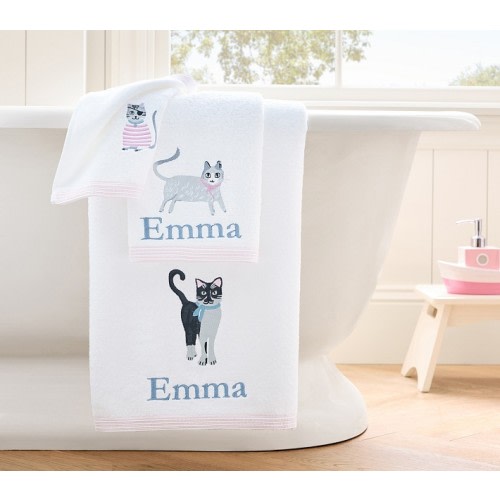 Salty Cat Bath Towels | Pottery Barn Kids
