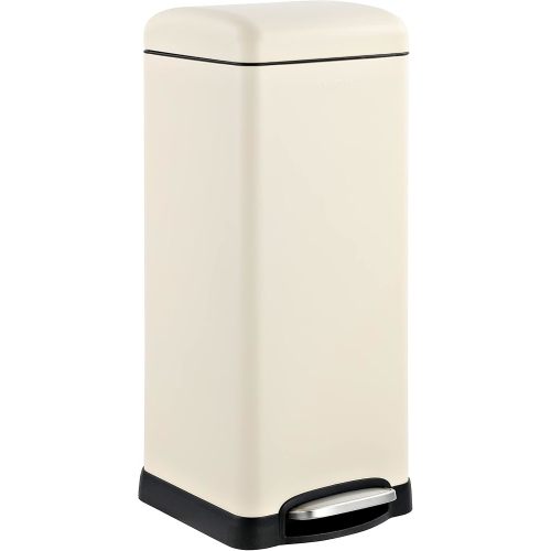 happimess HPM1007F Betty Retro 8-Gallon Step-Open Trash Can with Soft-Close Lid, Fingerprint Resistant, Modern, Minimalistic for Home, Kitchen, Laundry Room, Office, Bedroom, Bathroom, Almond