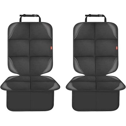 Car Seat Protector, 2 Pack with Non-Slip Bottom and 2 Large Mesh Pockets for SUV, Sedan, Trunk, Leather and Fabric Car Seat
