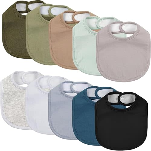 Baby Snap Bibs for Boys Girls,10 Pack Bandana Drool Bibs with Snap,Organic Cotton Snap Closure Bibs for Newborn
