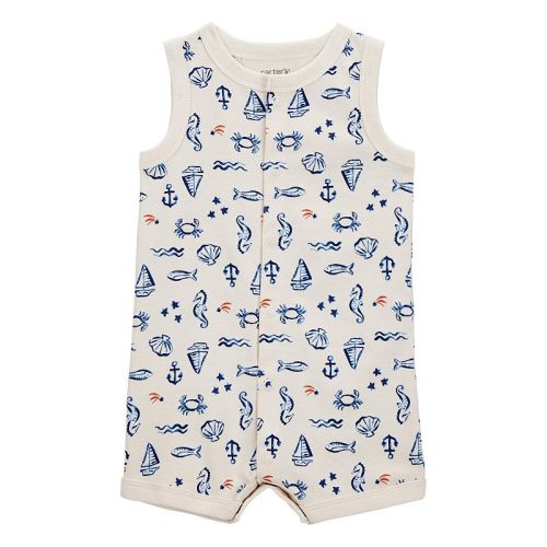 Baby Boy Carter's Sea Print Snap-Up Cotton Romper