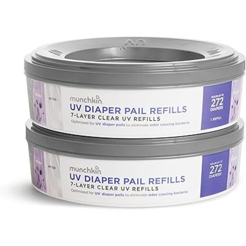 Munchkin® UV Diaper Pail Refill Rings, Holds up to 544 Newborn Diapers, 2 Pack