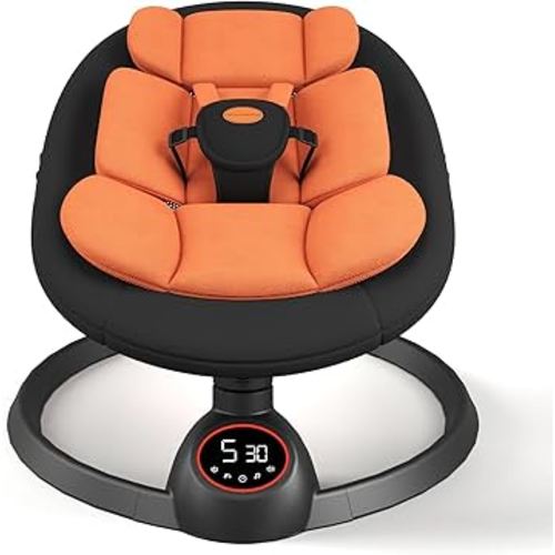 Electric Baby Swings for Infants, Portable Baby Swing with Preset Melodies, Bluetooth Swing for Newborn, Indoor & Outdoor(Black)