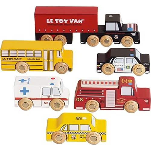 Le Toy Van New York Car Set Premium Wooden Toys for Kids Ages 3 Years & Up