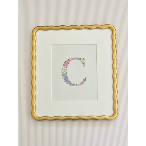 Custom Embroidered Floral Initial Art